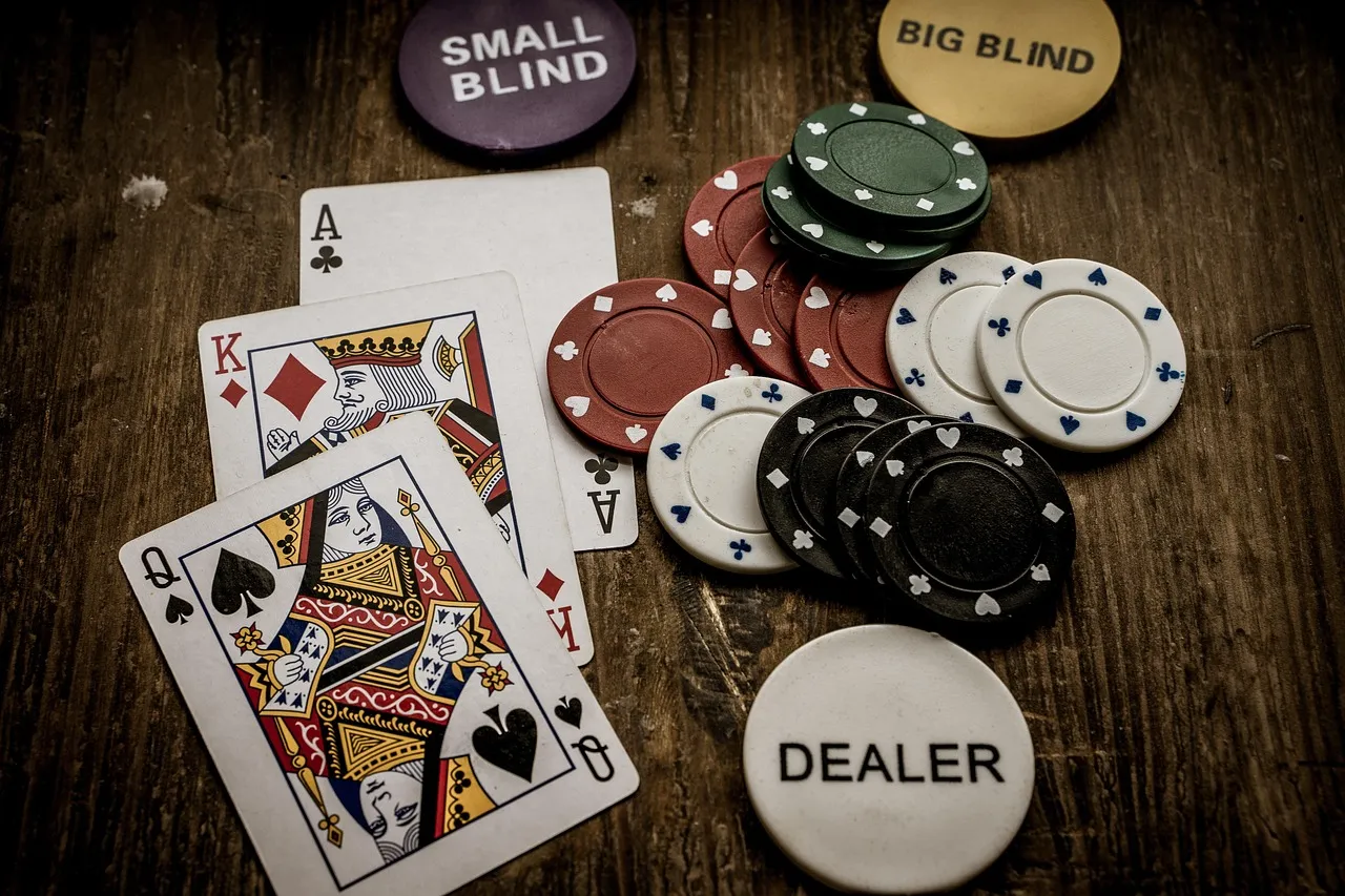Dice rolling on craps table with chips